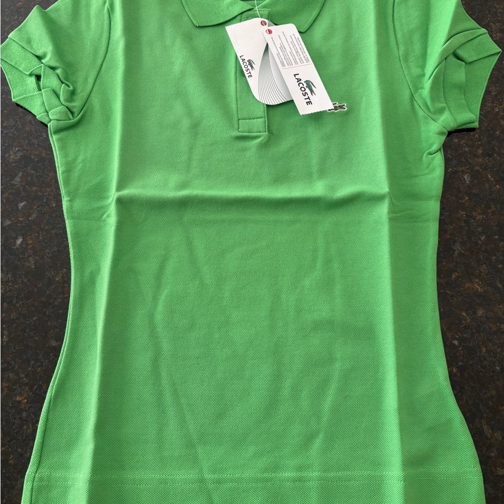 Lacoste Women's Short Sleeve Green Polo Size 34-US 2 cotton pique’ stretch